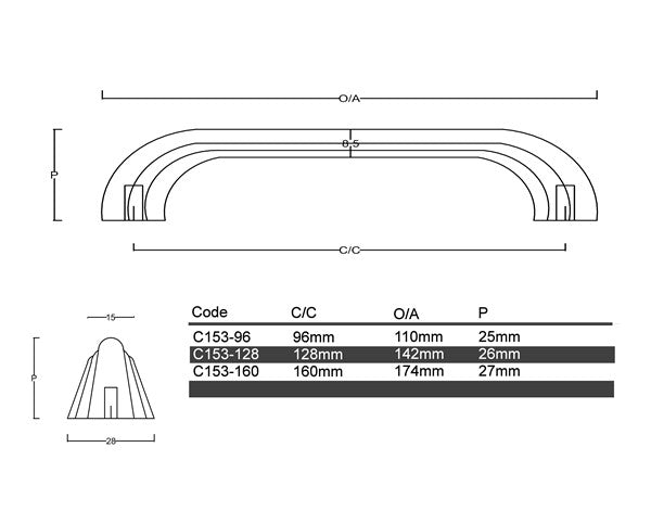 C153- Port Macquarie Cabinet Handle