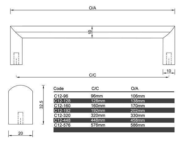 C12 - City Oval Cabinet Handle