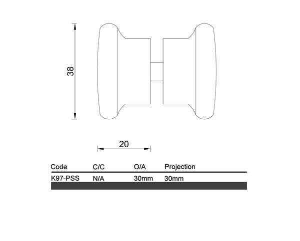 Diagram Polished Stainless Steel Flat Round Shower Knob (K97-Ballina)