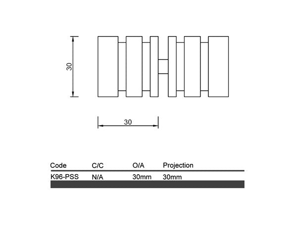 Diagram Polished Stainless Steel Round Cylinder Shower Knob with Rings Shower Knob (K96 Yamba)