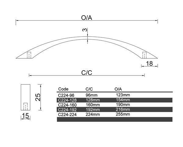 C224 - Miles Bow Cabinet Handle