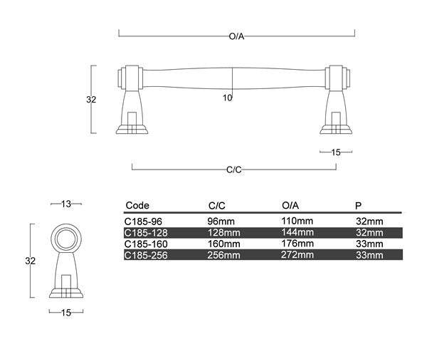 Diagram Satin Nickel OR Black Decorative Traditional Handle Cabinet Handle (C185 Esperance)