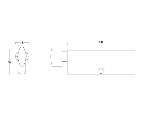 T15- 90mm Single Euro Cylinder