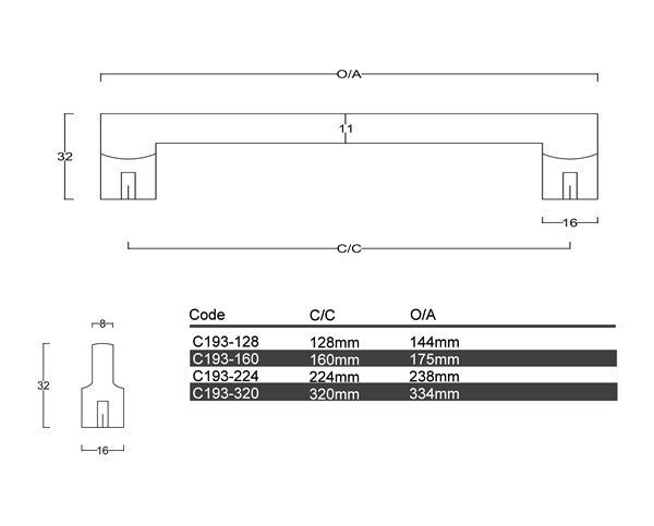 C193 - Cashmere Cabinet Handle