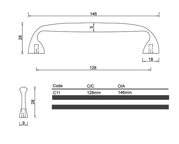 C11 - Hobart Cabinet Handle
