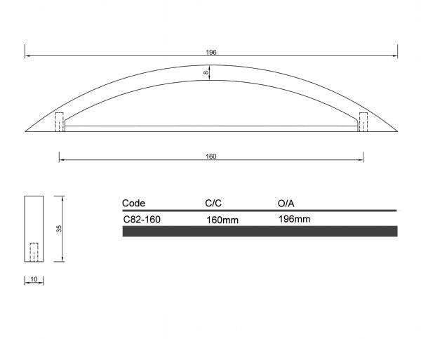 Diagram Satin Nickel and Chrome Bow Handle with cover plate Cabinet Handle (C82 Tamworth Handle)