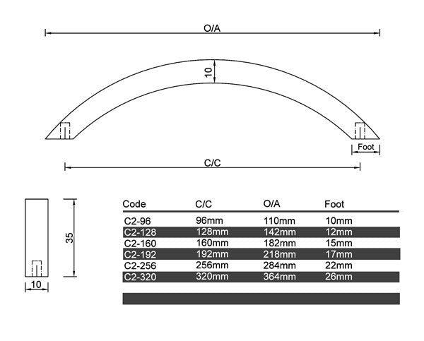 C2- Sydney Bow Cabinet Handle