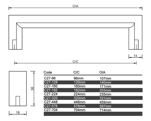 C27 - Ipswich Cabinet Handle
