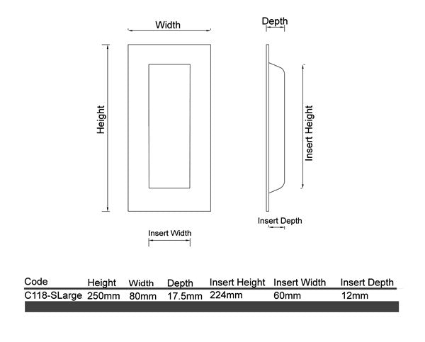 C118- Super Large Rectangle Sliding Door Flush Pull