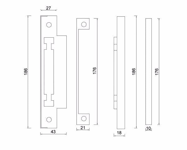 Diagram Stainless Steel and Satin Nickel Rebate kit to suit mortise lock Door Hardware Locks & Accessories (T5 Rebate kit to suit mortise lock) compressed