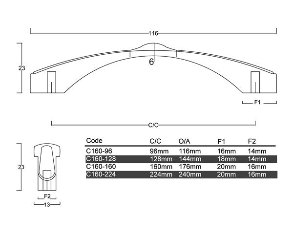 C160 – Tasmania Cabinet Handle