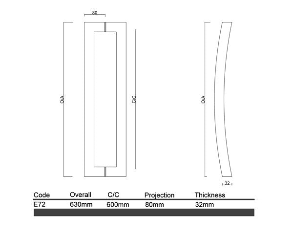 E72 - Campbell Brushed Stainless Steel Entrance Pull Handle