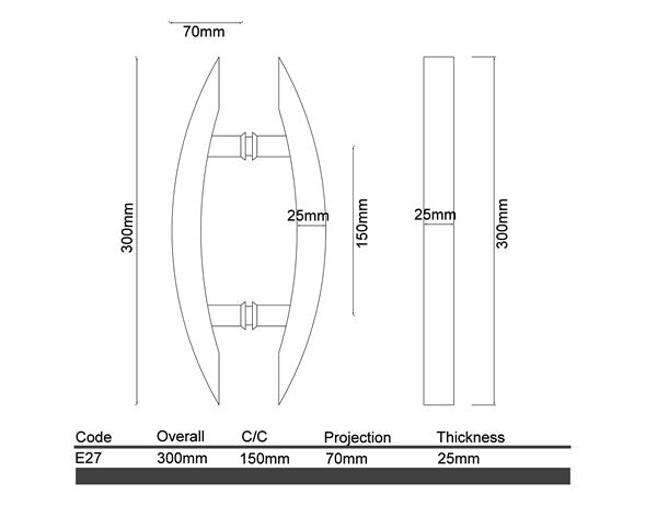 E27- New Style Brushed Stainless Steel Entrance Pull Handle