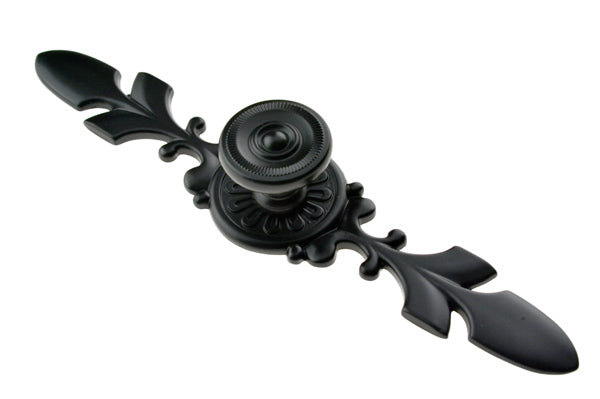 Matt Black Round Knob and Fancy Plate Cabinet Knob(K90 Valcluse)