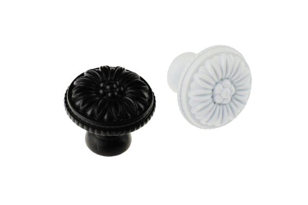 Matt Black or White Round Flower Knob Cabinet Knob (K89 Yarraville)