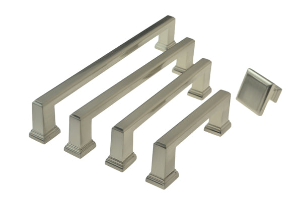 Satin Nickel Decorative Square Handle Cabinet Handle (C156-SN Bondi)