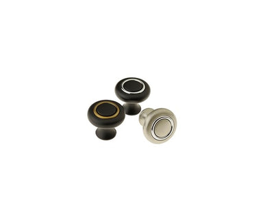 Satin Nickel and Chrome OR Matt Black and Chrome OR Matt Black and Matt Gold Two Tone Round Knob Cabinet Knob (K37 Two Tone Knob)