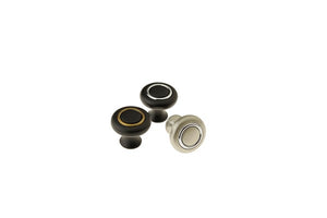 Satin Nickel and Chrome OR Matt Black and Chrome OR Matt Black and Matt Gold Two Tone Round Knob Cabinet Knob (K37 Two Tone Knob)