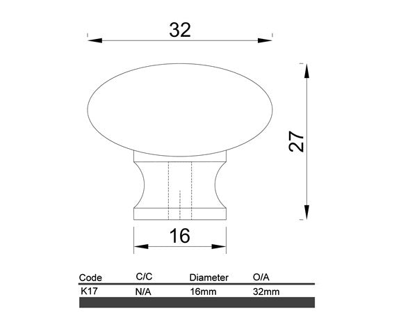 K17- Round Mushroom Knob