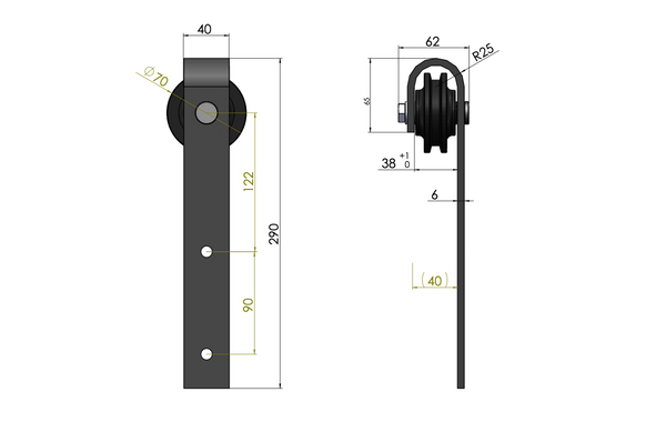 T76 - Barn Door Track Hanger