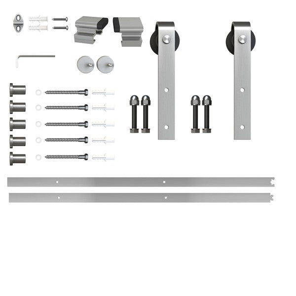 T73 - Brushed Stainless Steel Barn Door Track Kit
