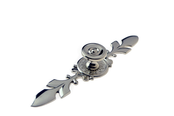 Warm Chrome round Knob and Fancy Plate Cabinet Knob (K90-Warm Chrome Vaucluse)