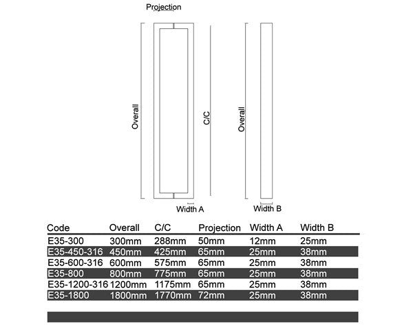 E35- New Mercury Brushed Stainless Steel Entrance Pull Handle