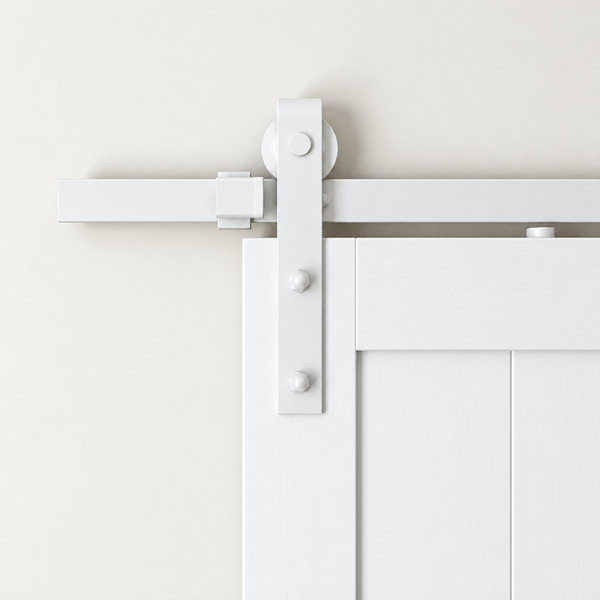 T73 - Matt White Barn Door Track Kit