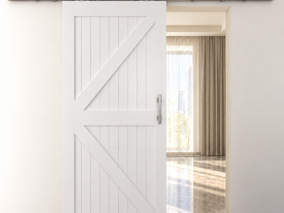T94 - Brushed Stainless Steel Top Mount Barn Door Kit