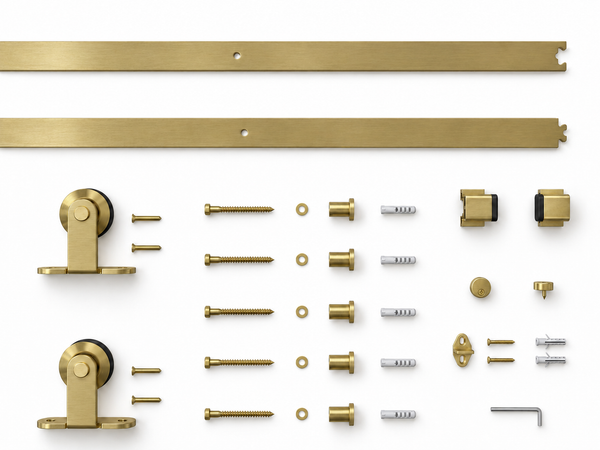 T94 - PVD Satin Gold Top Mount Barn Door Kit