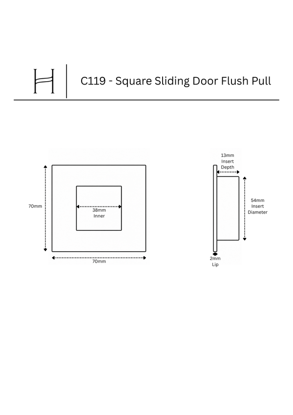 C119 - Square Sliding Door Flush Pull
