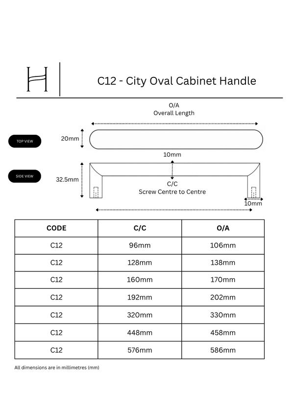 C12 - City Oval Cabinet Handle