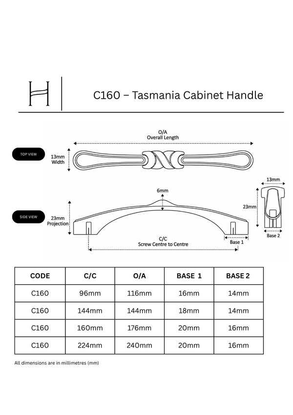 C160 – Tasmania Cabinet Handle