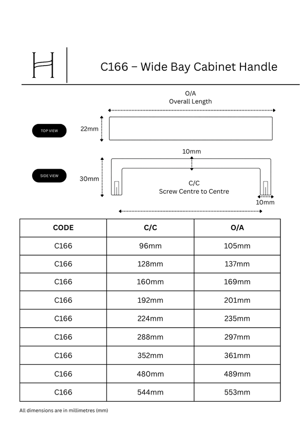 C166 – Wide Bay Cabinet Handle