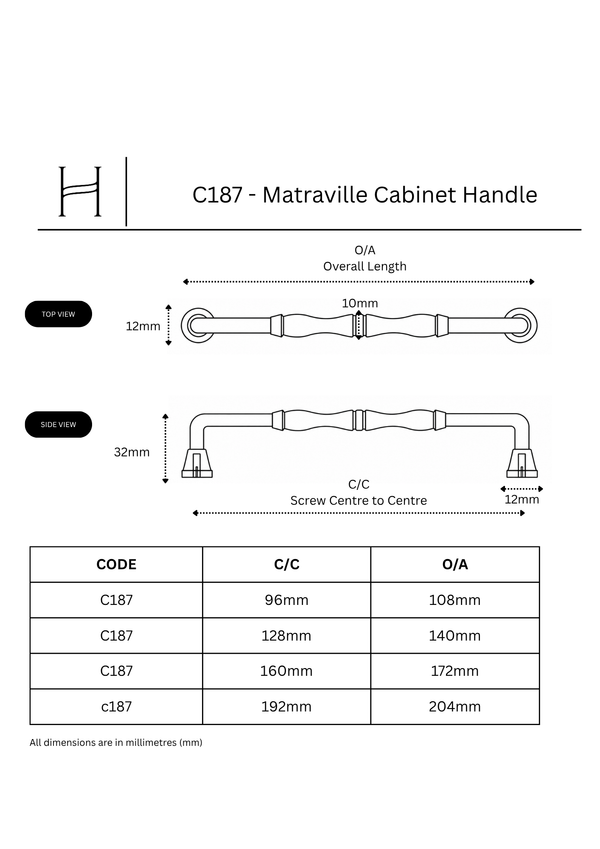 C187 - Matraville Cabinet Handle