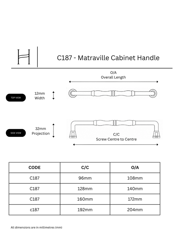 C187 - Matraville Cabinet Handle