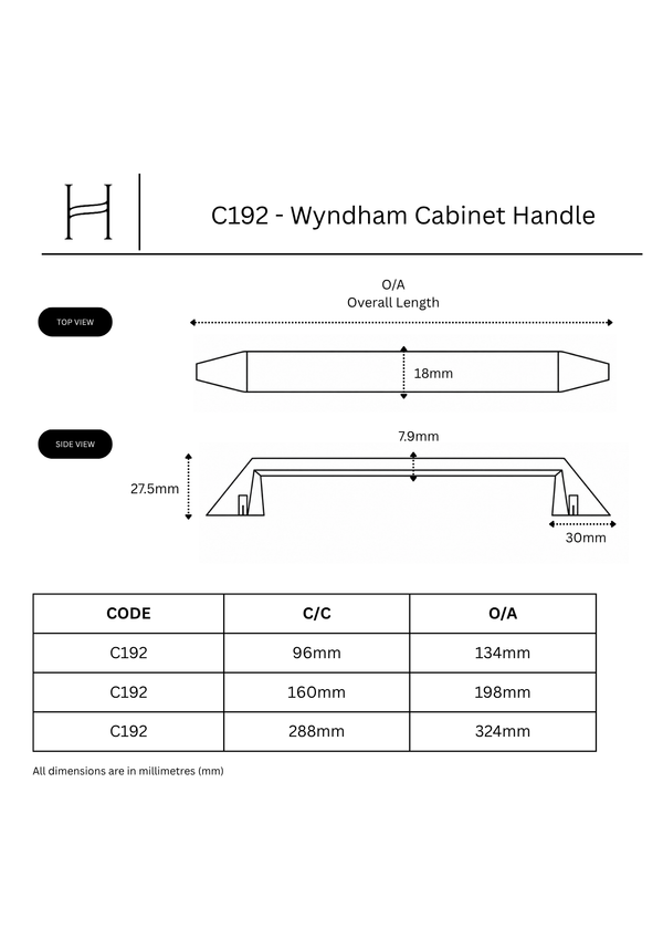 C192 - Wyndham Cabinet Handle