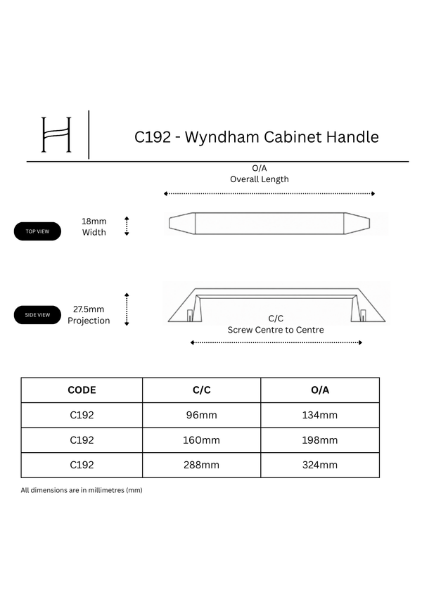 C192 - Wyndham Cabinet Handle