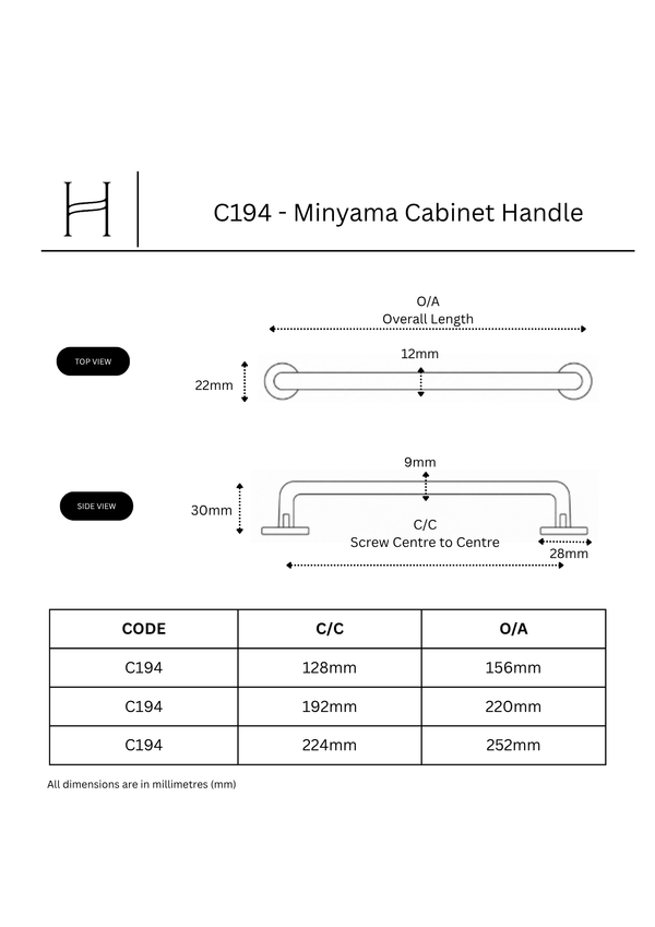 C194 - Minyama Cabinet Handle