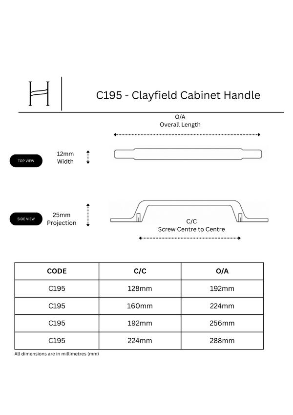 C195 - Clayfield Cabinet Handle