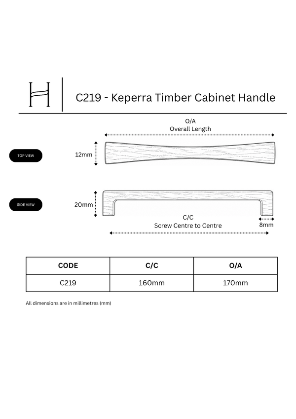 C219 - Keperra Timber Cabinet Handle