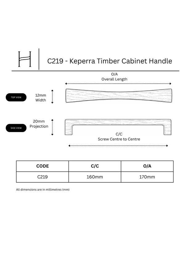 C219 - Keperra Timber Cabinet Handle