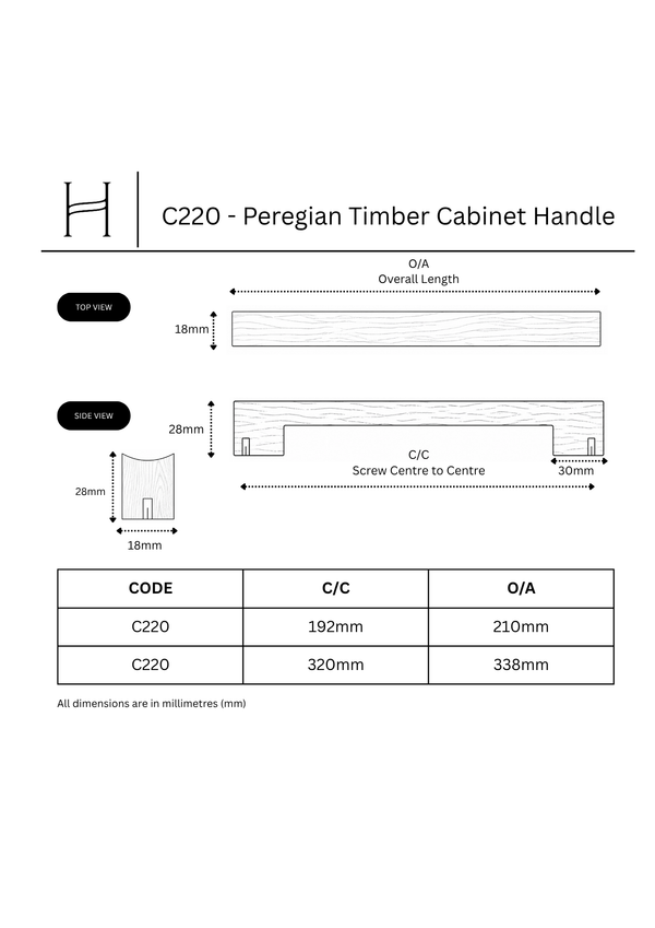 C220 - Peregian Timber Cabinet Handle