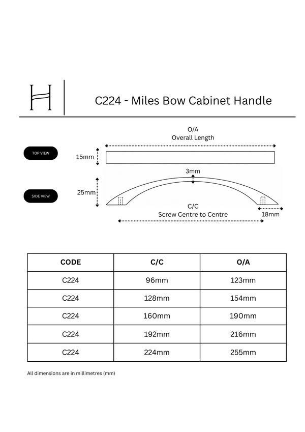 C224 - Miles Bow Cabinet Handle