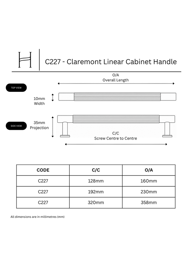 C227 - Claremont Linear Cabinet Handle