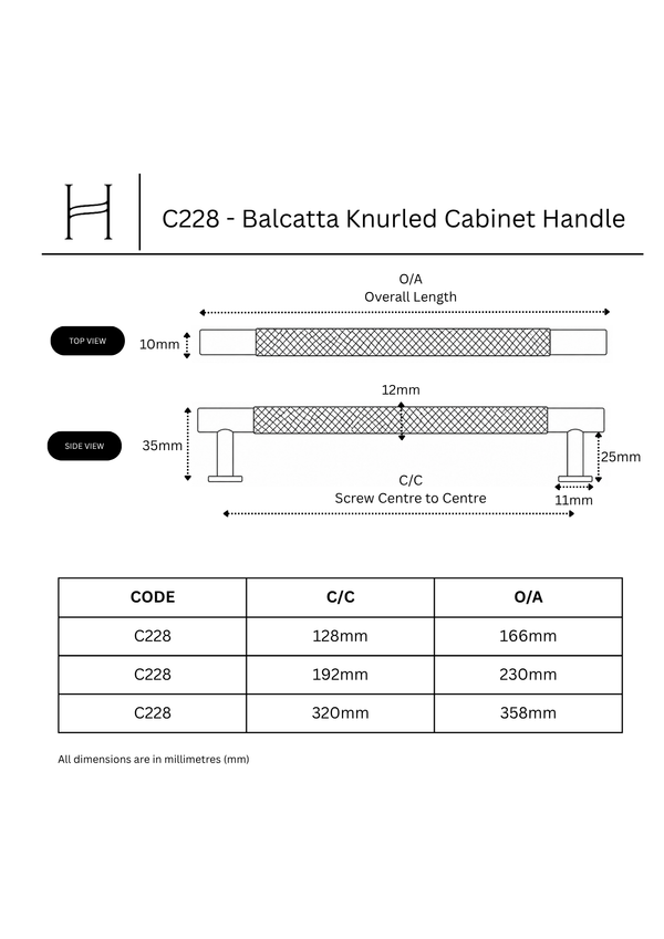 C228 - Balcatta Knurled Cabinet Handle