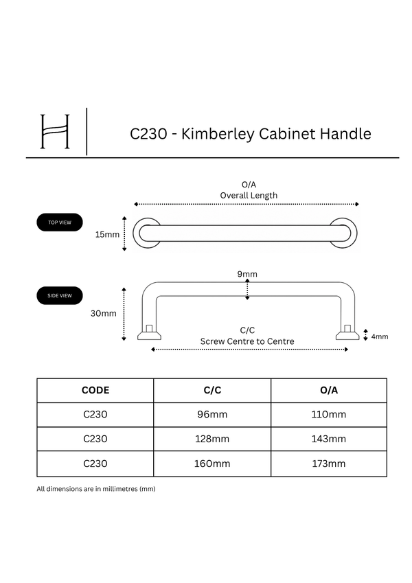 C230 - Kimberley Cabinet Handle