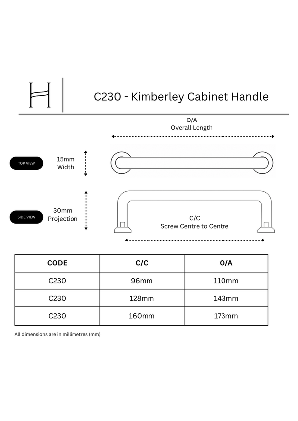 C230 - Kimberley Cabinet Handle