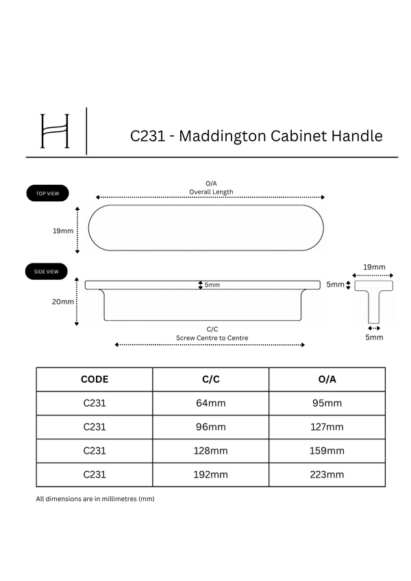 C231 - Maddington Cabinet Handle