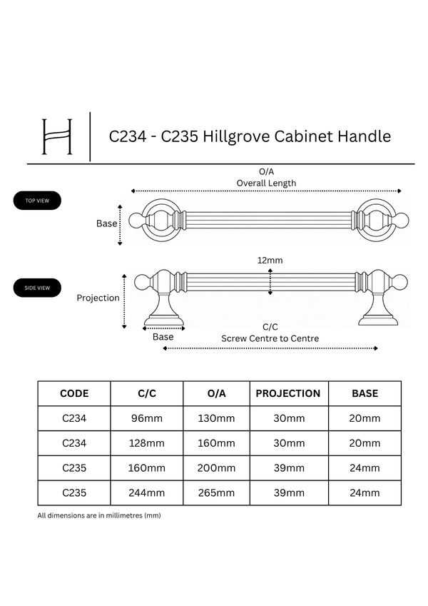 C234 - C235 Hillgrove Cabinet Handle